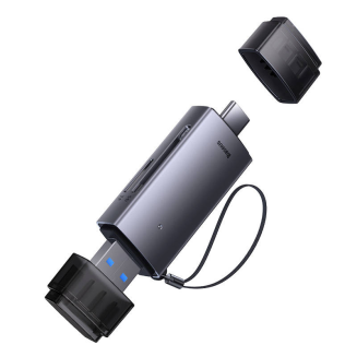 Czytnik kart pamięci Baseus Lite Series SD/TF, USB + USB-C (szary) - 3