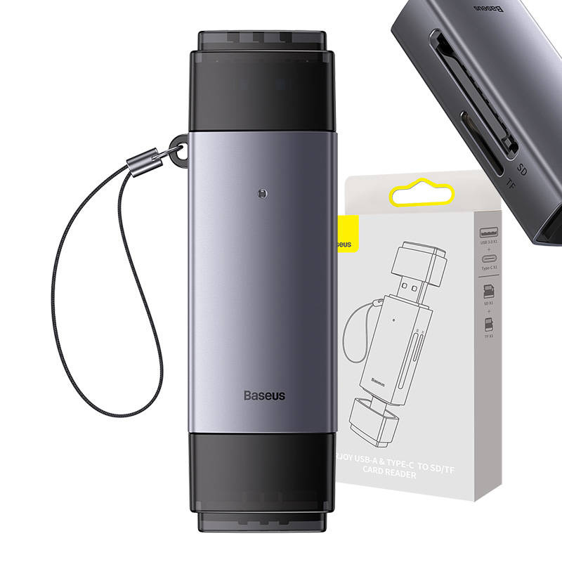  BASEUS Lite Series SD/TF USB-A+USB-C Memory Card Reader (Gray)
