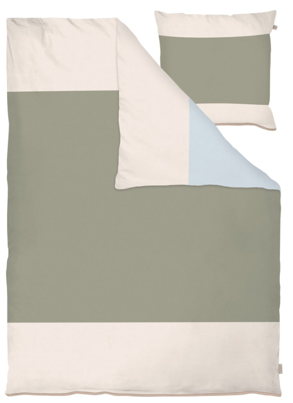 Pościel Mette Ditmer COLORE Olive Green & Light Blue 140×200 cm