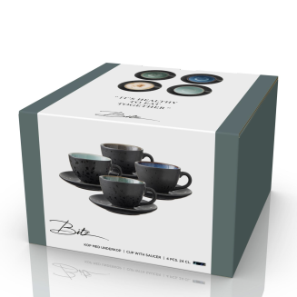Zestaw 4 filiżanek ze spodkiem Bitz Galaxy Black Mix - 6