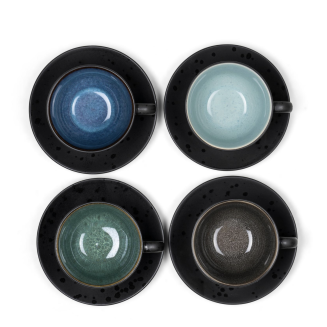  Set of 4 cups and saucers. Bitz Dark blue/Black - 3