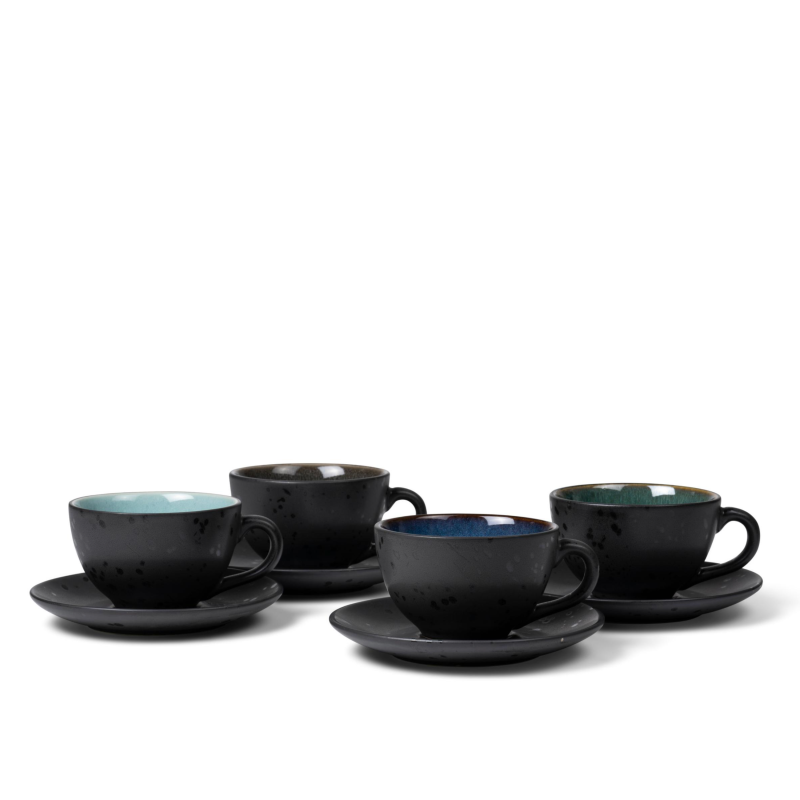  Set of 4 cups and saucers. Bitz Dark blue/Black