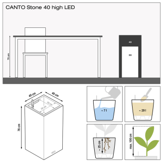 Lechuza Canto Stone 40 LED flowerpot, stone gray column - 11