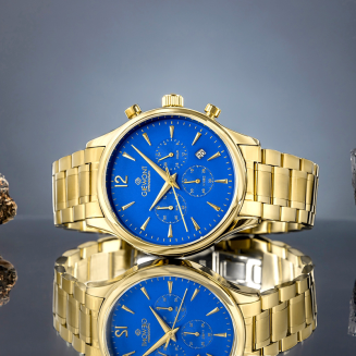 Zegarek Męski Giewont Chronograph Sapphire Złoto Niebieski GW6310-B5 - 5