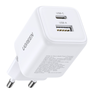 Ładowarka sieciowa Ugreen X514 USB + USB-C, GaN, 20W (biała) - 2