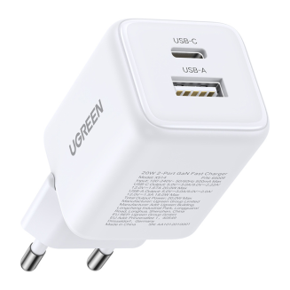  Ugreen X514 USB + USB-C, GaN, 20W Wall Charger (White) - 2