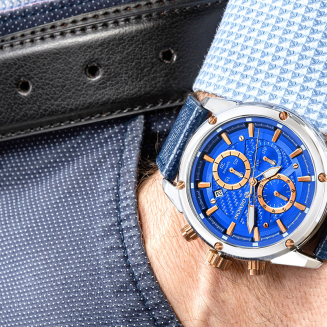 Zegarek Męski Giewont Chronograph Sapphire Srebrno Niebieski GW8810-A2 - 4