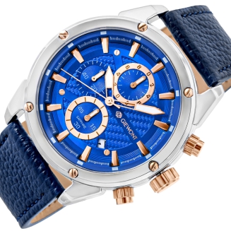 Zegarek Męski Giewont Chronograph Sapphire Srebrno Niebieski GW8810-A2 - 3