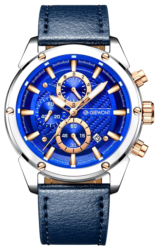 Zegarek Męski Giewont Chronograph Sapphire Srebrno Niebieski GW8810-A2