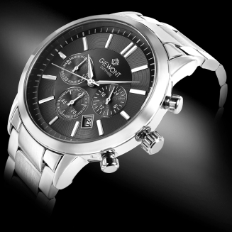 Zegarek Męski Giewont Chronograph Sapphire Srebrno Czarny GW8510-B1 - 2