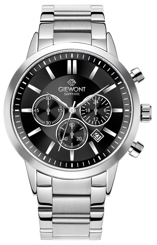 Zegarek Męski Giewont Chronograph Sapphire Srebrno Czarny GW8510-B1