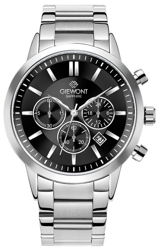 Zegarek Męski Giewont Chronograph Sapphire Srebrno Czarny GW8510-B1