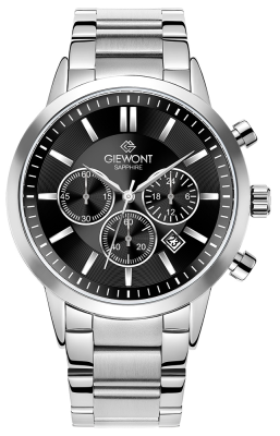 Zegarek Męski Giewont Chronograph Sapphire Srebrno Czarny GW8510-B1
