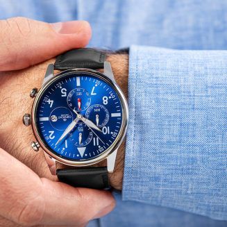 Zegarek Męski Giewont Chronograph Sapphire Czarno Niebieski GW5630-A3 - 4