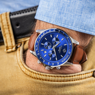 Zegarek Męski Giewont Chronograph Sapphire Brązowo Niebieski GW3520-A5 - 3
