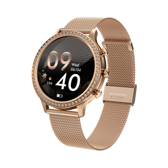 Smartwatch Damski VELTORI VT310-1 Złota Bransoleta + Różowy Pasek Silikonowy - 3