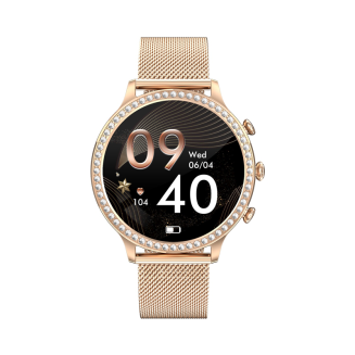 Smartwatch Damski VELTORI VT310-1 Złota Bransoleta + Różowy Pasek Silikonowy - 7