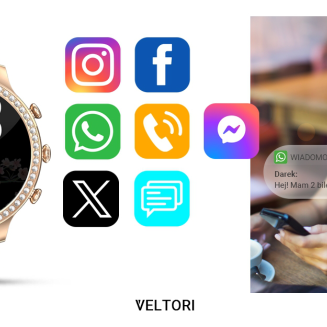 Smartwatch Damski VELTORI VT310-1 Złota Bransoleta + Różowy Pasek Silikonowy - 17