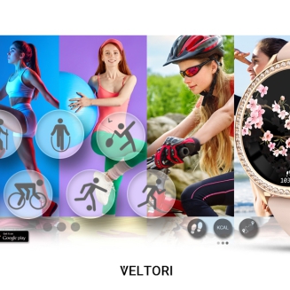 Smartwatch Damski VELTORI VT310-1 Złota Bransoleta + Różowy Pasek Silikonowy - 18