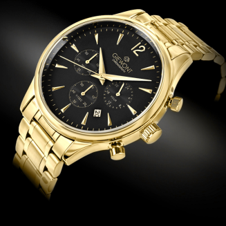 Zegarek Męski Giewont Chronograph Sapphire Złoto Czarny GW6310-B4 - 2