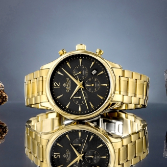 Zegarek Męski Giewont Chronograph Sapphire Złoto Czarny GW6310-B4 - 5