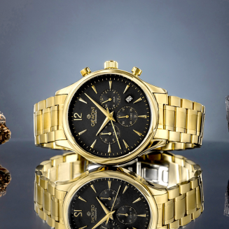 Zegarek Męski Giewont Chronograph Sapphire Złoto Czarny GW6310-B4 - 5