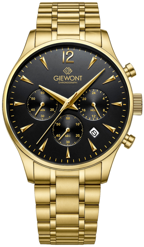 Zegarek Męski Giewont Chronograph Sapphire Złoto Czarny GW6310-B4