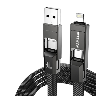 Kabel USB 4w1 Blitzwolf BW-HDC7 USB+C+Lightning 240W 1,2m (czarny) - 2