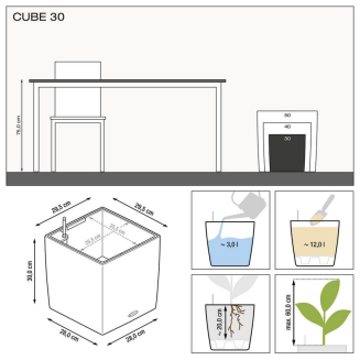 Donica Lechuza Cube Premium 30 | 40 | 50 srebrny metallic - 6