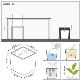 Donica Lechuza Cube Premium 30 | 40 | 50 srebrny metallic - 7