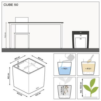 Donica Lechuza Cube Premium 30 | 40 | 50 srebrny metallic - 8
