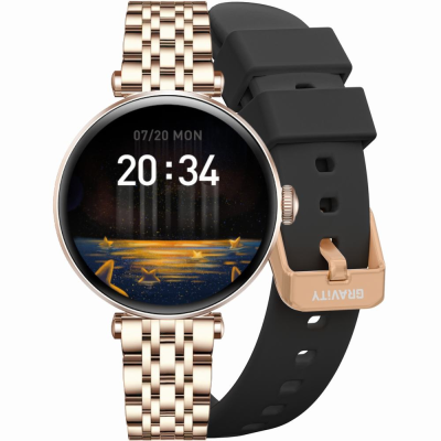 Smartwatch Gravity Różowe Złoto Czarny 2 Paski GT26-6