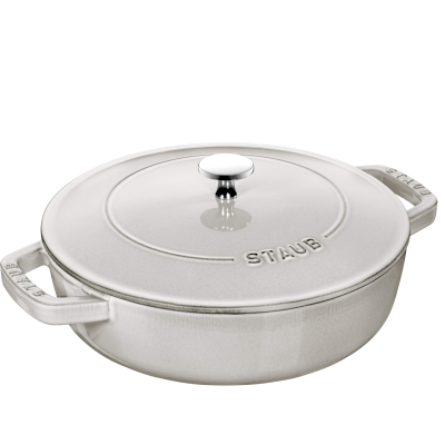 Głęboka patelnia do duszenia z pokrywą Staub Chistera 28 cm biała trufla | JESIENNA PROMOCJA