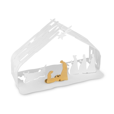 Alessi steel Christmas nativity scene, white
