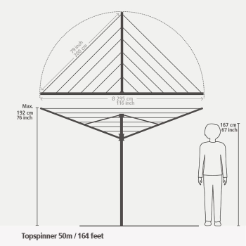 Obrotowa suszarka ogrodowa Brabantia Topspinner 50 m Metallic Grey - 3
