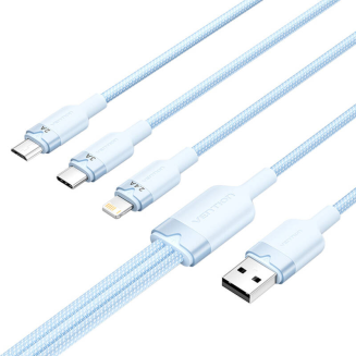 Kabel VENTION CTPLG USB-A-Lightning/USB-C/microUSB 1.5m 3A (niebieski) - 2