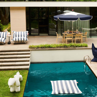  Fatboy Original Outdoor Stripe Ocean Blue Pouf + Rock 'n Roll Pouf Rocking Chair | 15% OFF - 10