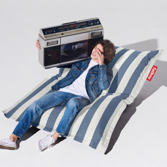  Combi deal: Rock 'n Roll Black + Fatboy The Original Outdoor Stripe Ocean Blue Pouffe - 7