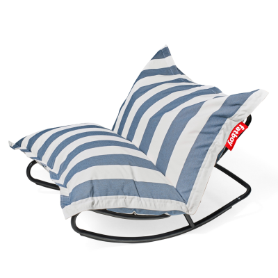 Pufa Fatboy The Original Outdoor Stripe Ocean Blue + Fotel bujany do puf Rock 'n Roll Black | PROMOCJA 20%