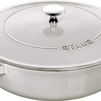 Głęboka patelnia do duszenia z pokrywą Staub Chistera 24 cm biała trufla - 2