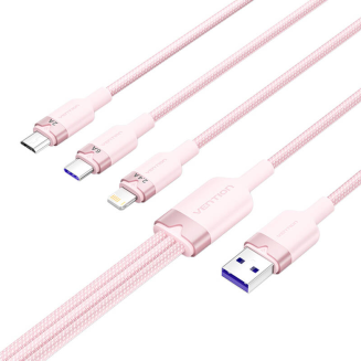 Kabel USB 2.0 A do 3w1 6A Vention CTRPG 1.5M (różowy) - 2