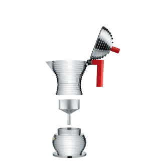 Alessi Pulcina coffee maker for 3 cups with a red handle - 3
