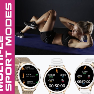 Smartwatch Damski Rubicon RNCF02-2 Złoty + Pasek Różowy - 11