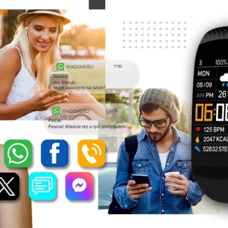 Smartwatch GIEWONT Czarno Biały 2 Paski GW200-2 - 8