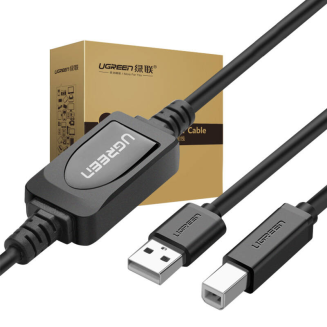 Aktywny kabel USB 2.0 A-B UGREEN US122 do drukarki, 15m (czarny) - 2