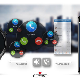 Smartwatch GIEWONT Vertex SmartCall GW450-2 Carbon/Carbon Leather - 5