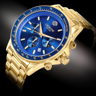 Zegarek Męski Giewont Chronograph Sapphire Złoto Niebieski GW3520-B5 - 2