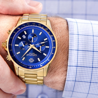 Zegarek Męski Giewont Chronograph Sapphire Złoto Niebieski GW3520-B5 - 4