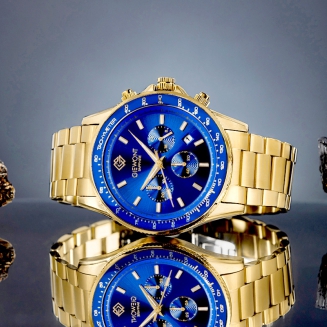 Zegarek Męski Giewont Chronograph Sapphire Złoto Niebieski GW3520-B5 - 5