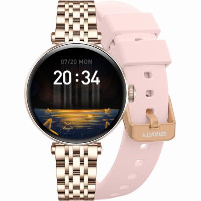 Smartwatch Gravity Różowe Złoto-srebrny Różowy 2 Paski GT26-4